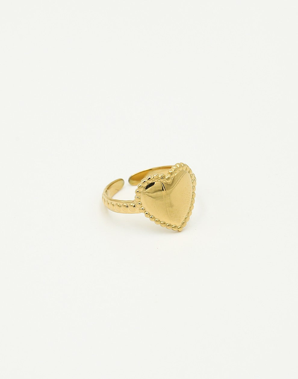 Ring hartje met patroon goudkleurig