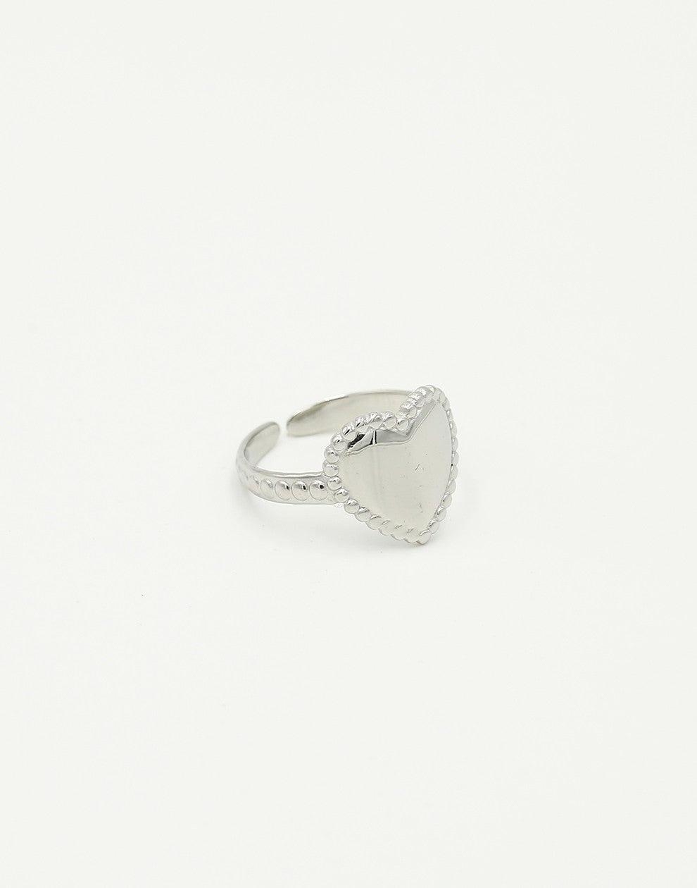 Ring hartje met patroon zilverkleurig
