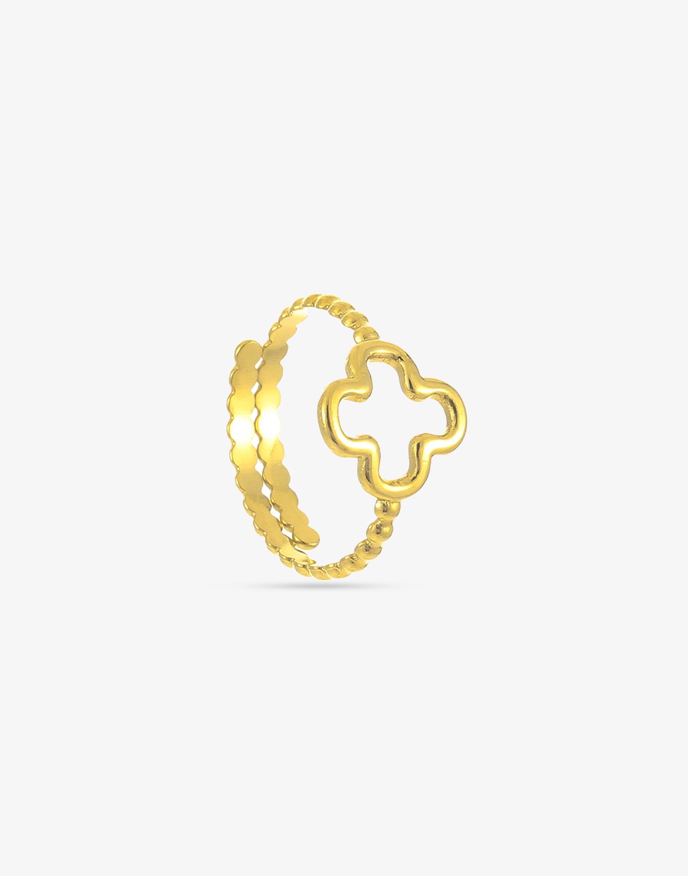 ring open klaver goudkleurig