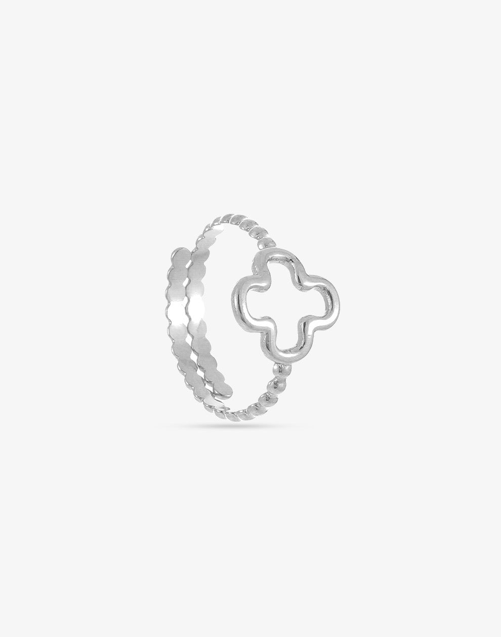 ring open klaver zilverkleurig