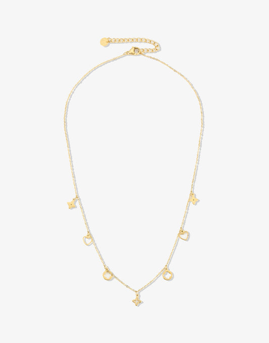 ketting hangende symbolen goudkleurig