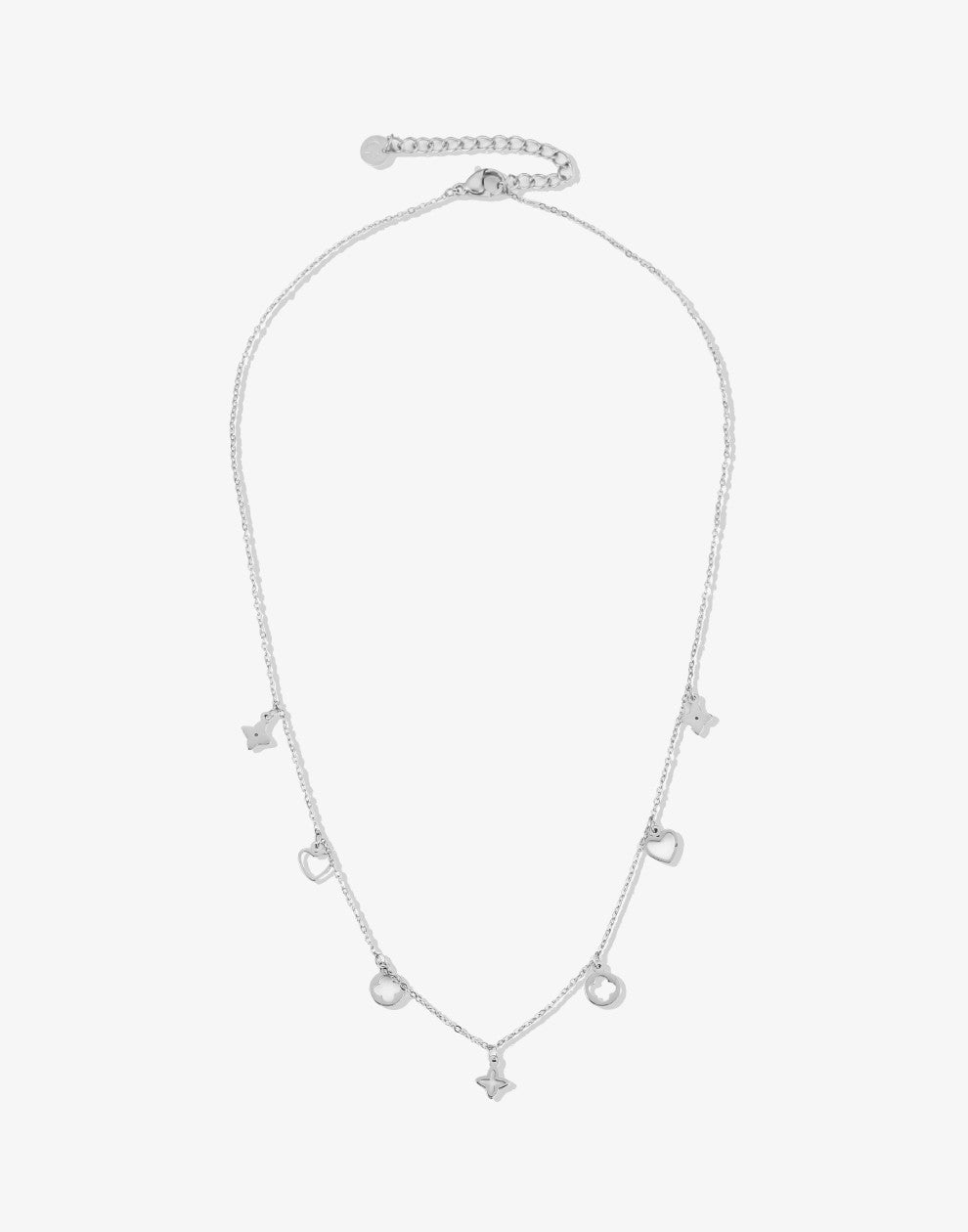 ketting hangende symbolen zilverkleurig