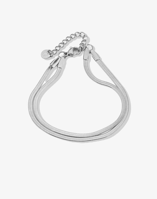 snake armband dubbel zilverkleurig