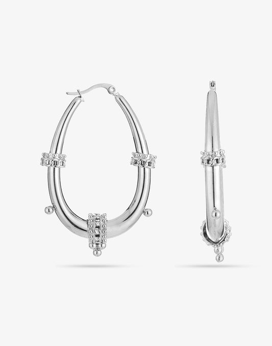 tribal chain hoop zilverkleurig