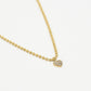 Bolletjes ketting met strass hartje goudkleurig