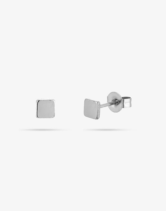 studs plat vierkantje zilverkleurig