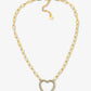Schakelketting met strass hart goudkleurig