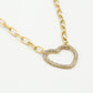 Schakelketting met strass hart goudkleurig