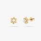 Studs bloem met parel goudkleurig