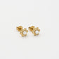 Studs bloem met parel goudkleurig