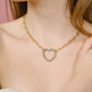 Schakelketting met strass hart goudkleurig