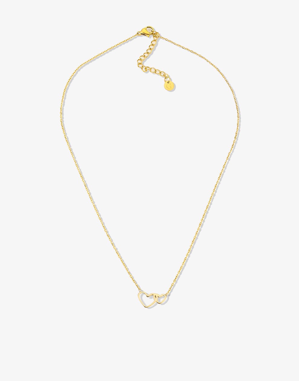 ketting 2 verbonden hartjes goudkleurig