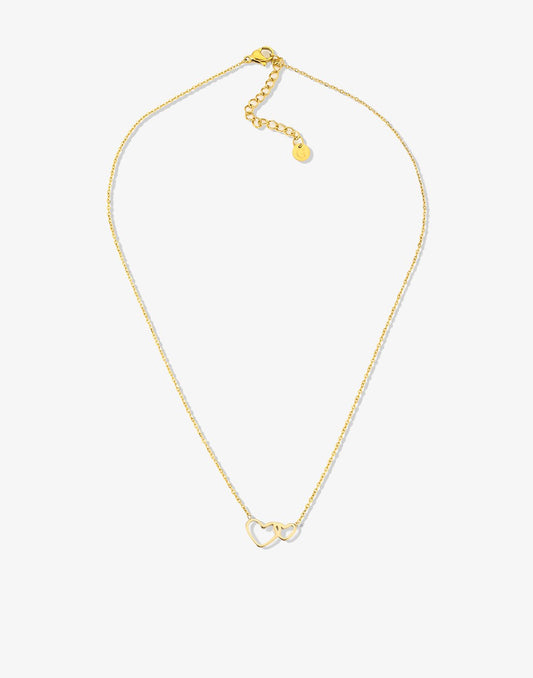 ketting 2 verbonden hartjes goudkleurig