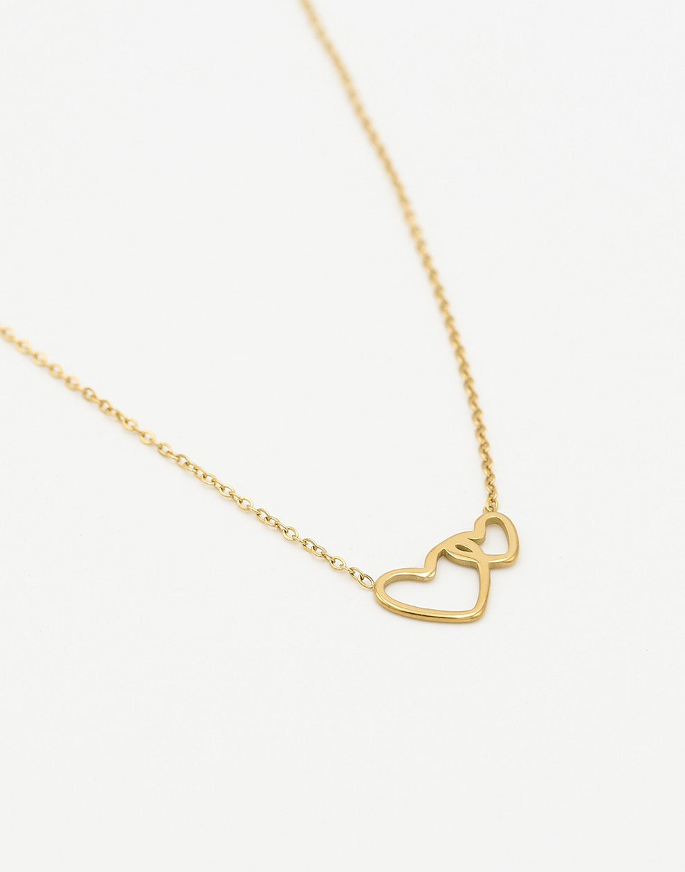 ketting 2 verbonden hartjes goudkleurig
