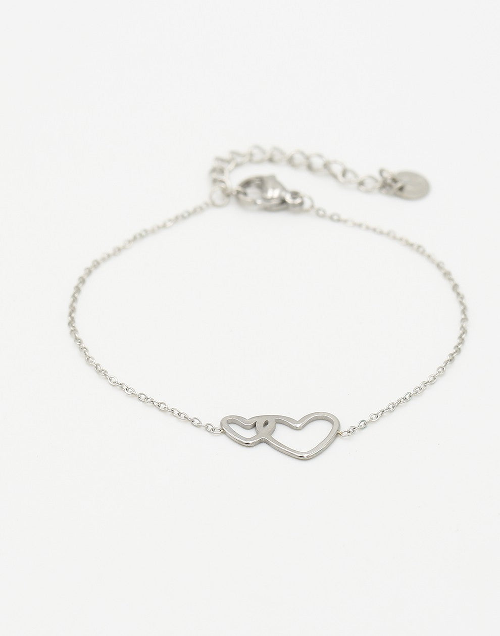 bracelet 2 connected hearts silver-colored