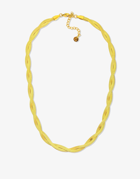 gevlochten snake ketting goudkleurig