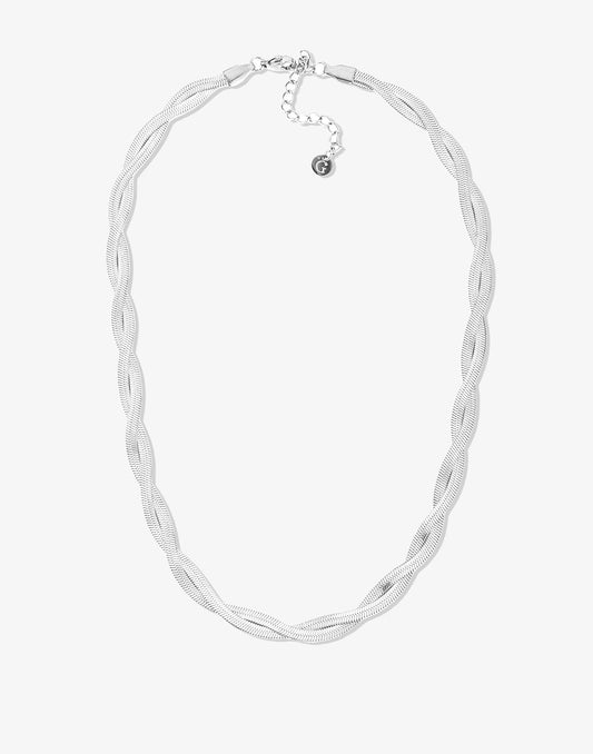gevlochten snake ketting zilverkleurig