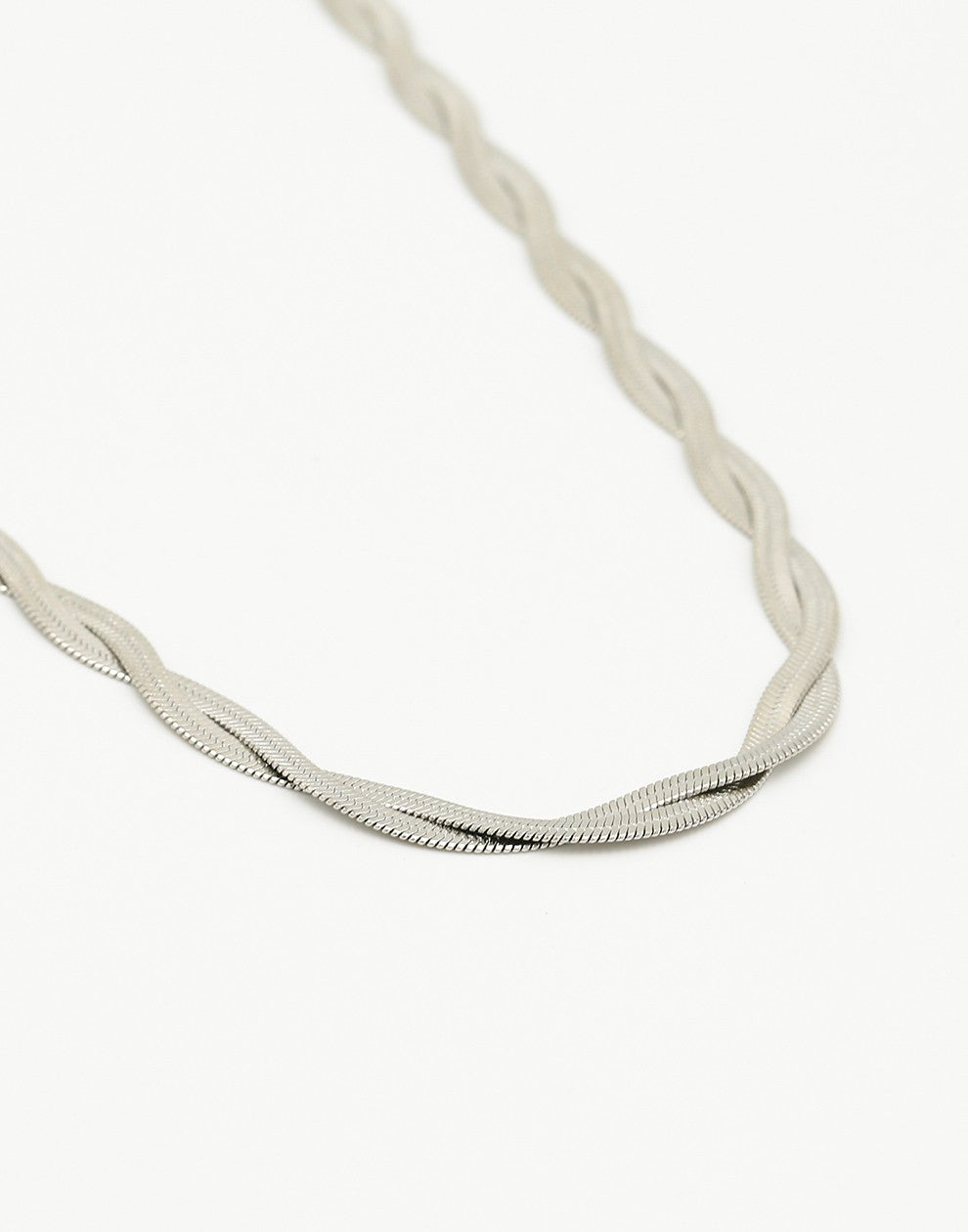gevlochten snake ketting zilverkleurig