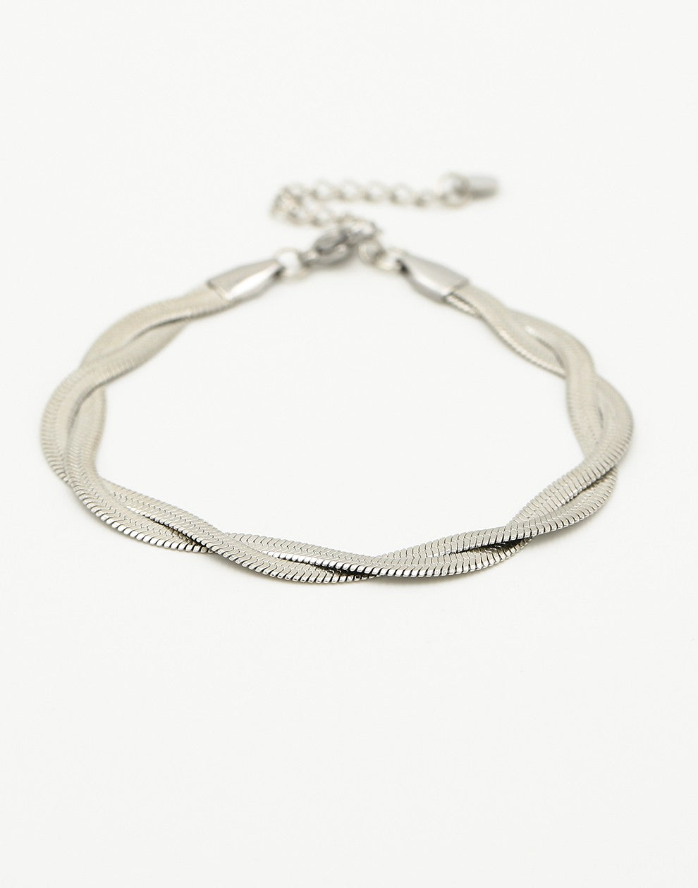 braided snake bracelet silver-colored