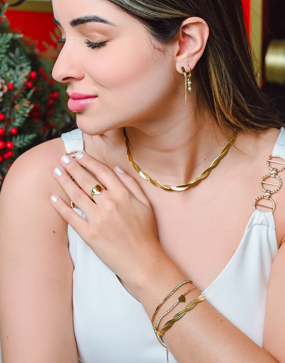 gevlochten snake ketting goudkleurig
