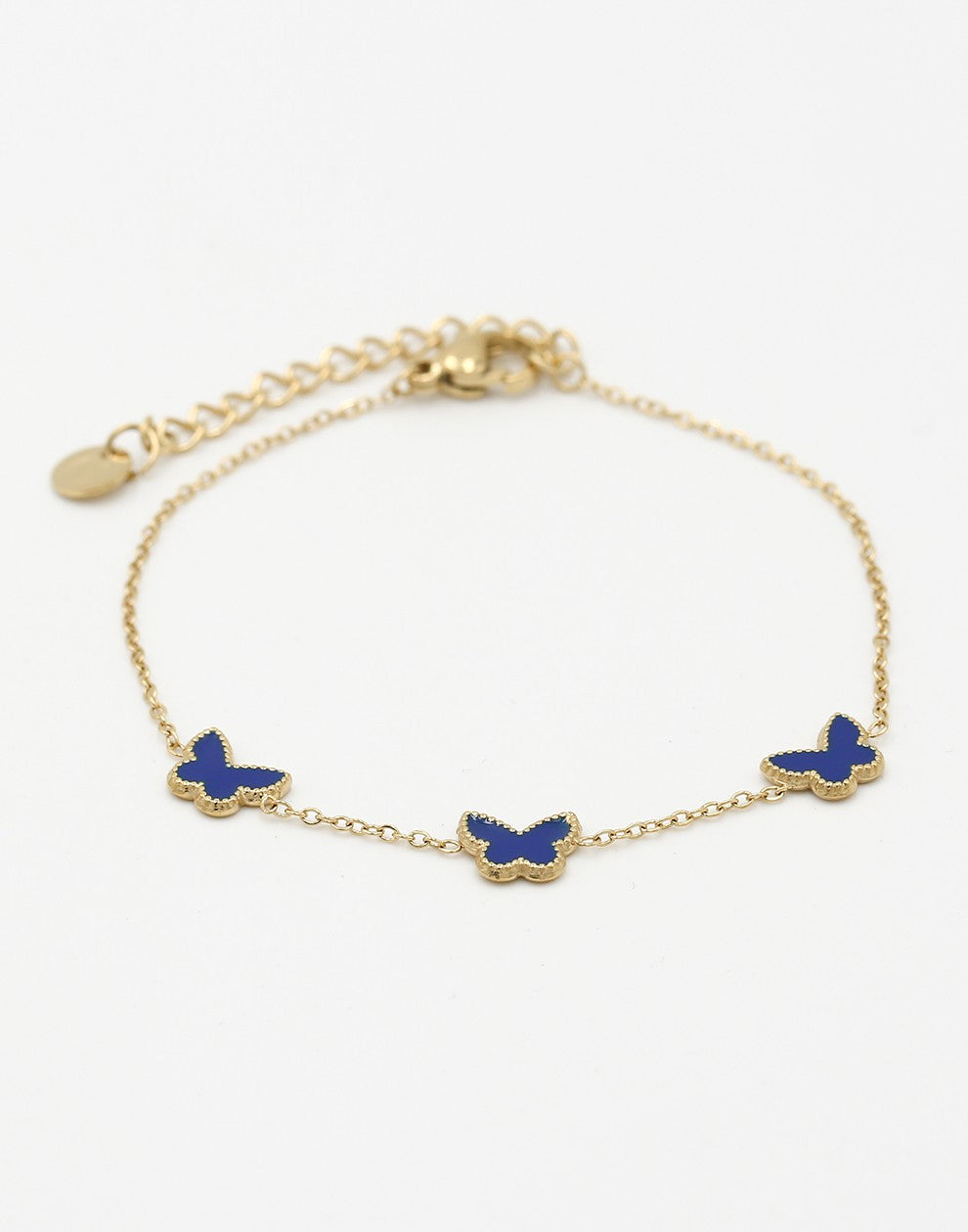 Armband vlinders blauw goudkleurig