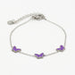 Armband vlinders paars zilverkleurig