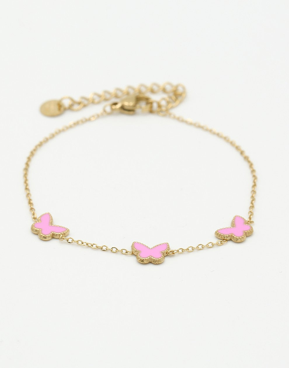 Armband vlinders roze goudkleurig