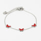 Armband vlinders rood zilverkleurig