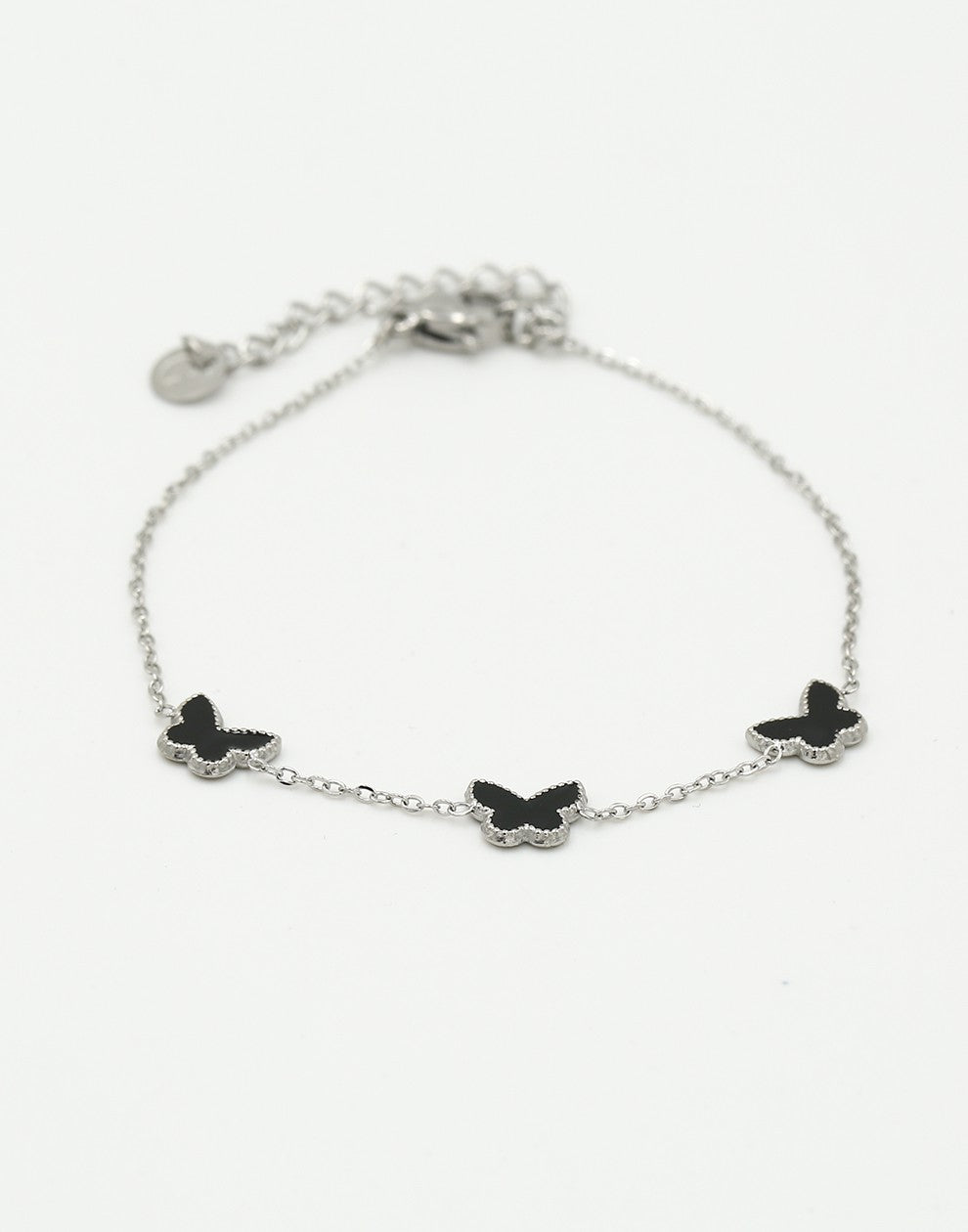Armband vlinders zwart zilverkleurig