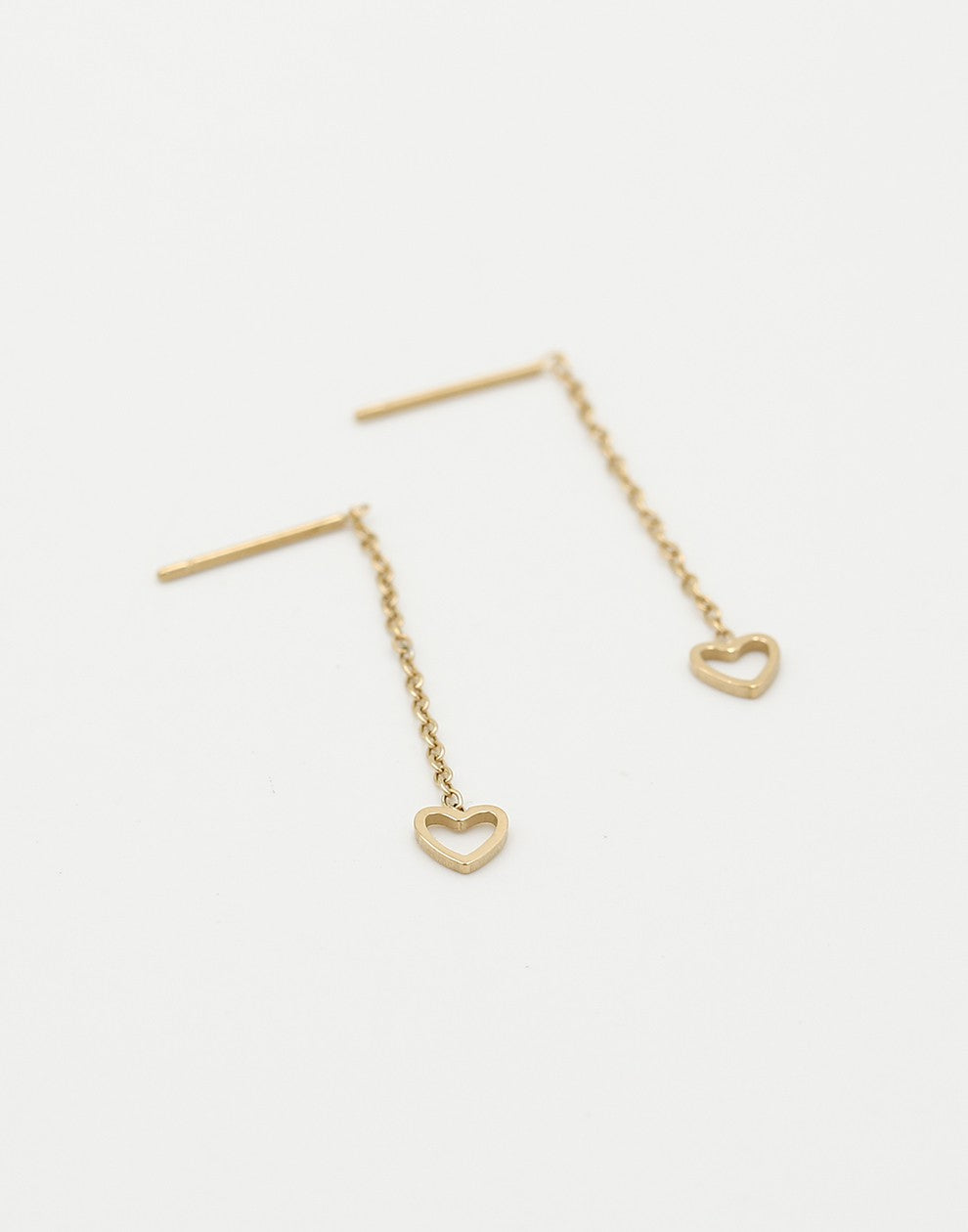 Pull-through earrings open heart gold-colored