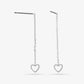 Thread-through earrings open heart silver-colored