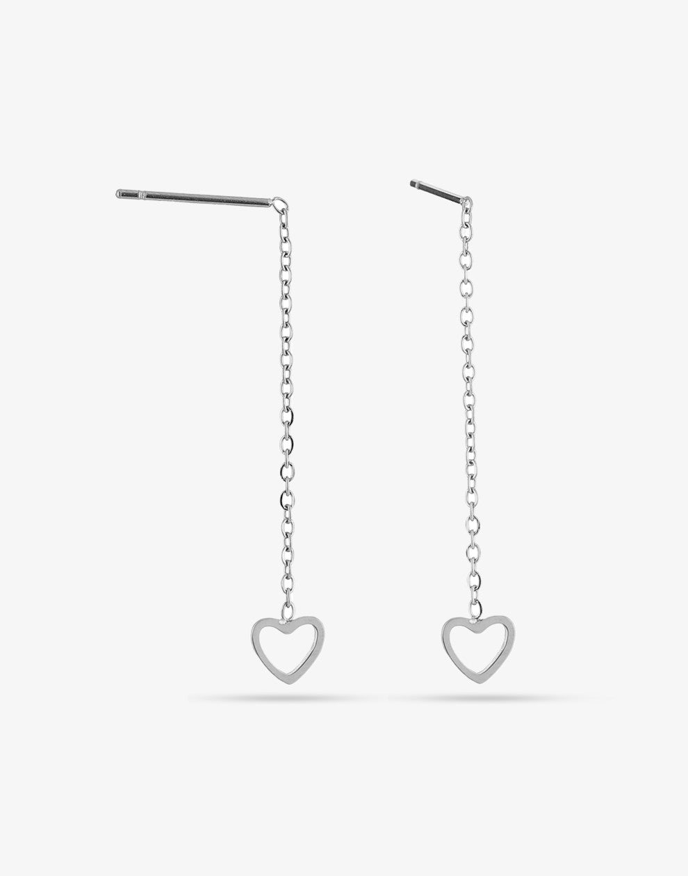 Thread-through earrings open heart silver-colored