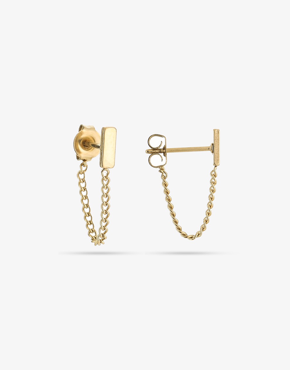 Studs staafje met chain goudkleurig