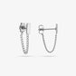 Studs staafje met chain zilverkleurig