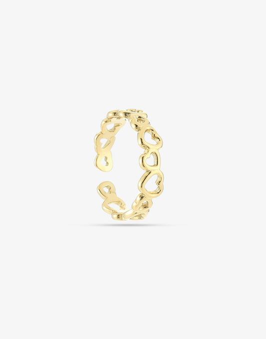 Ring hartjes patroon goudkleurig