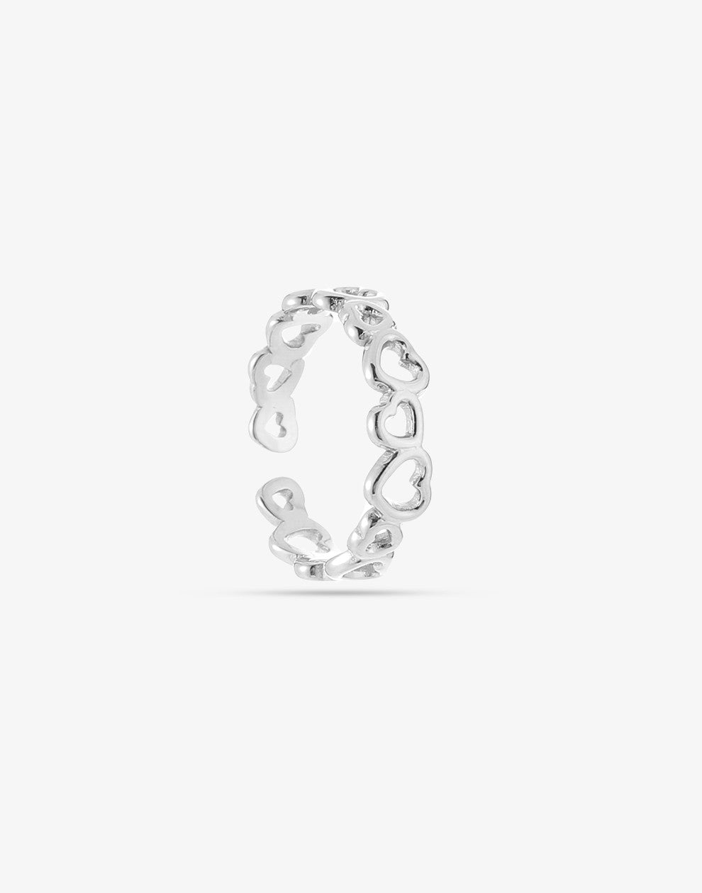 Ring hartjes patroon zilverkleurig