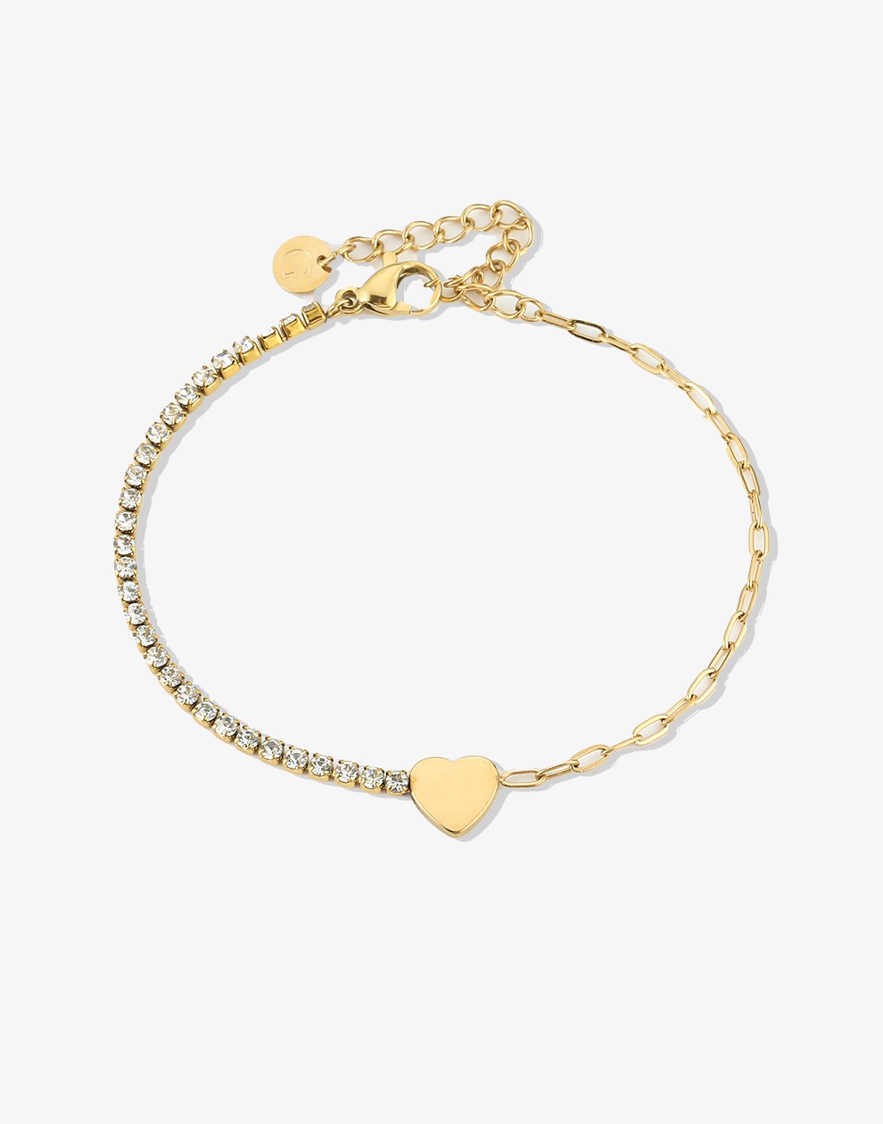 Armband tennis met hartje goudkleurig