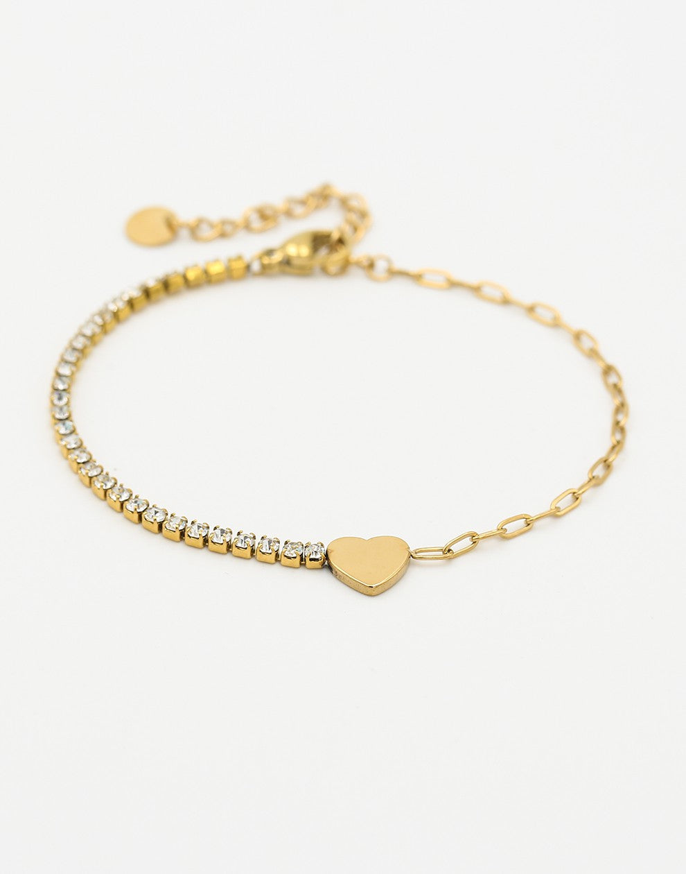 Armband tennis met hartje goudkleurig