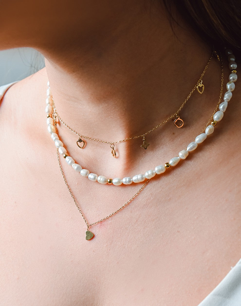 ketting schuin hartje goudkleurig