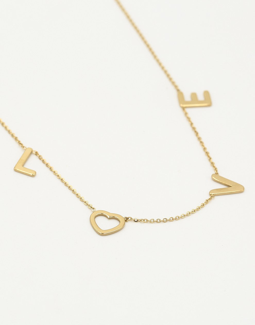 Fijne ketting love goudkleurig