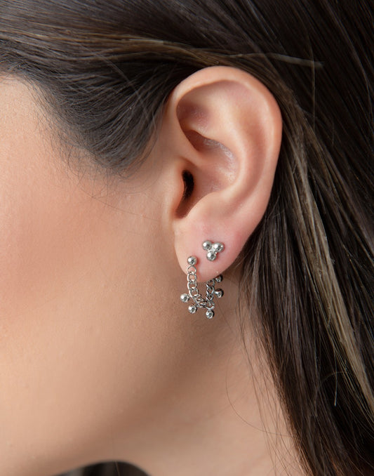 Studs triple zilverkleurig
