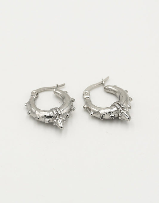 Bali oorbel chunky mini zilverkleurig
