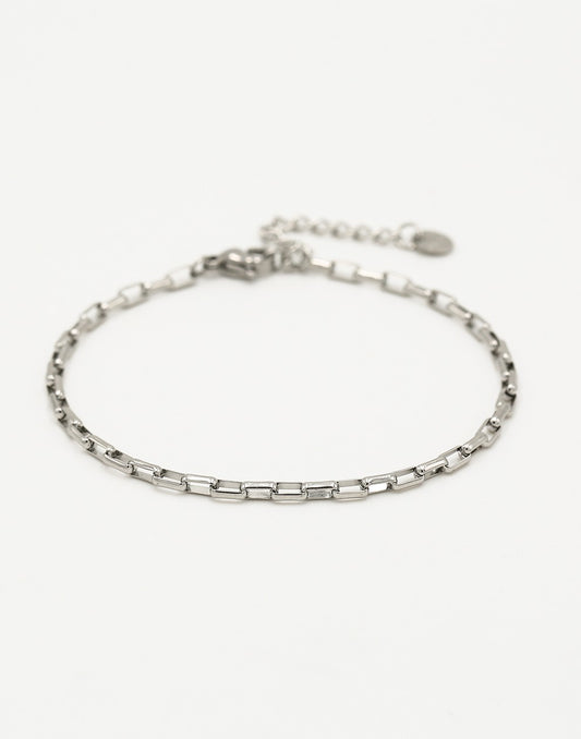 Schakelarmband klein ovaal zilverkleurig