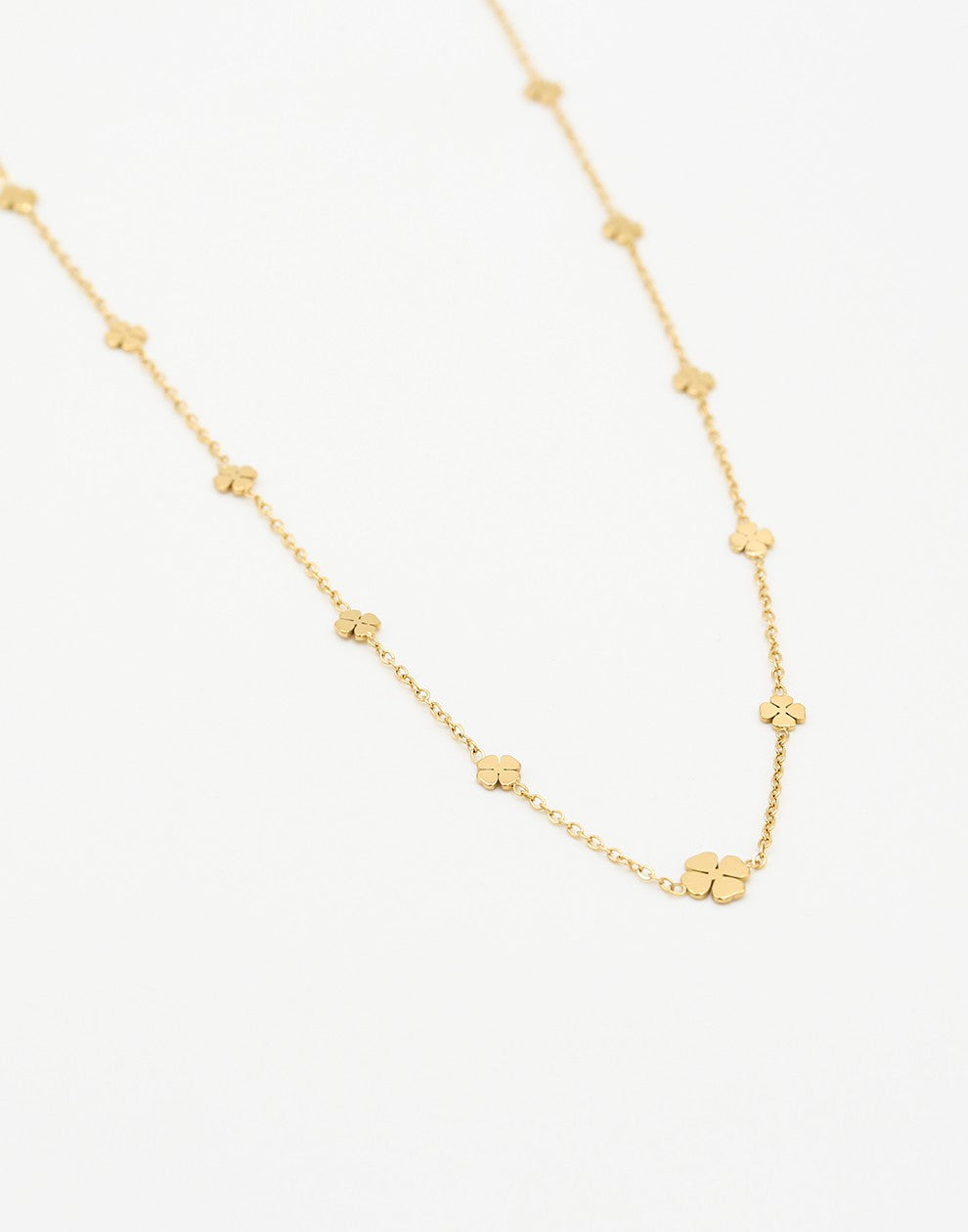Ketting klavertjes mini goudkleurig
