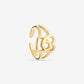 Ring connected hearts gold