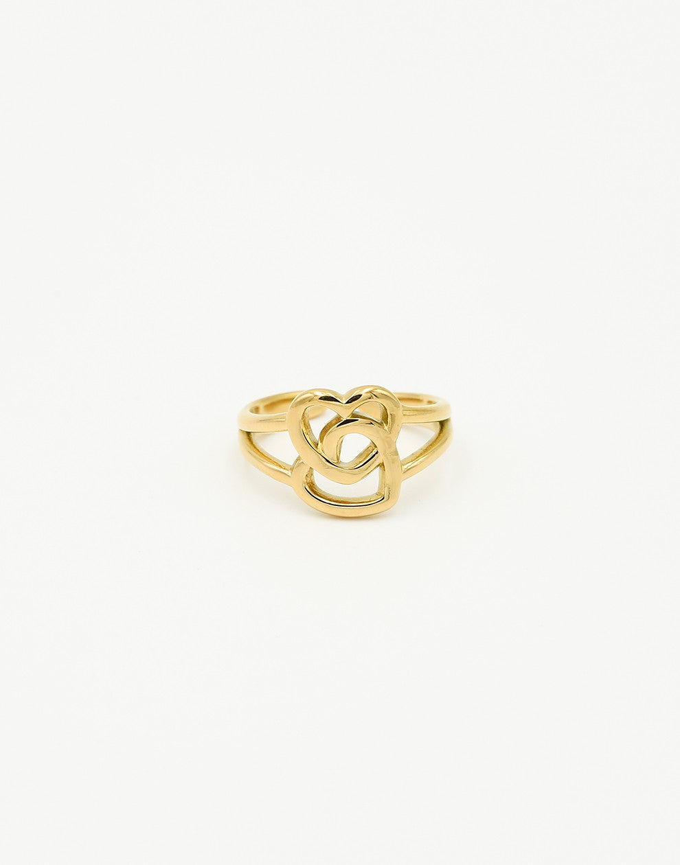 Ring connected hearts gold