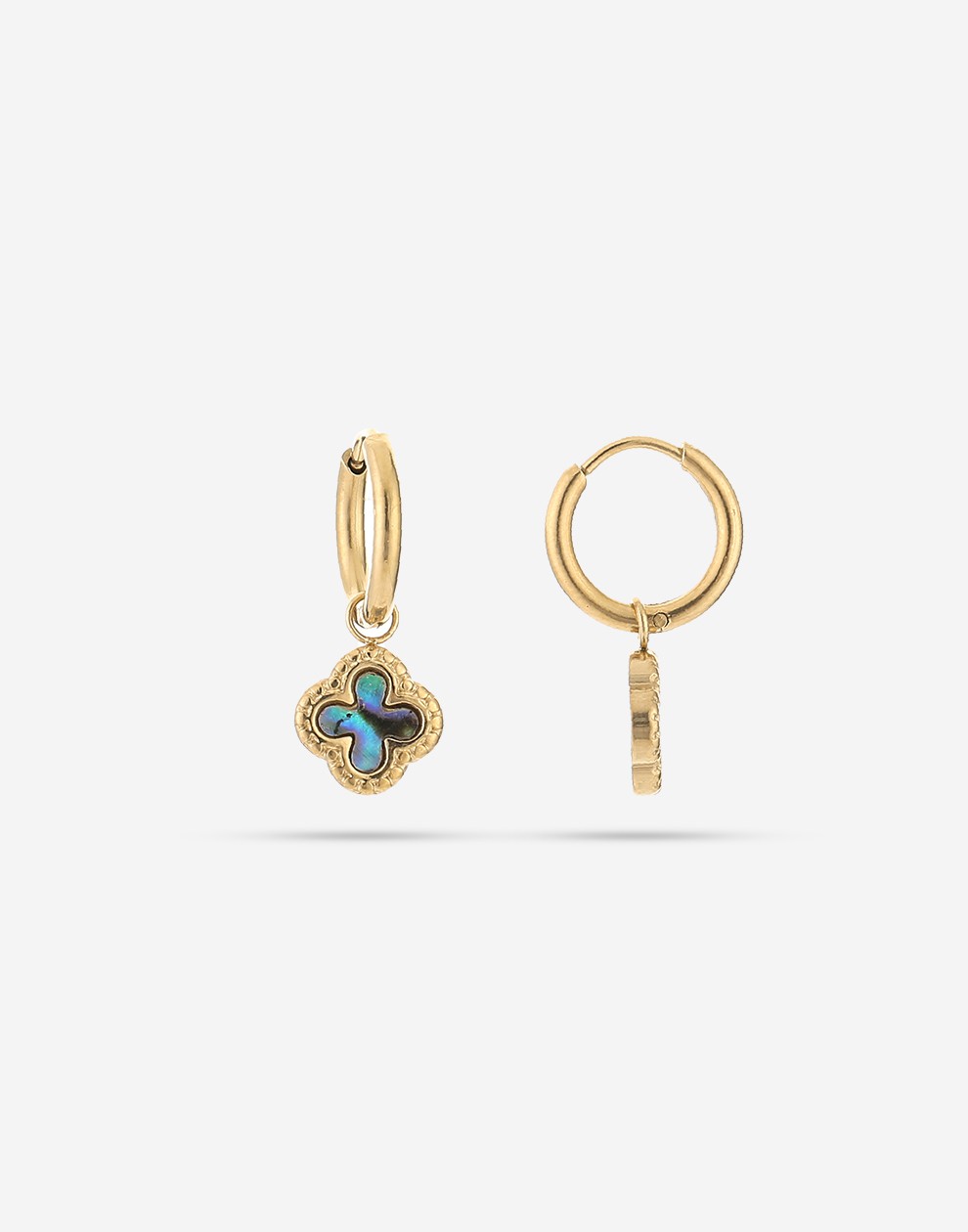 Earrings clovers mother of pearl black
