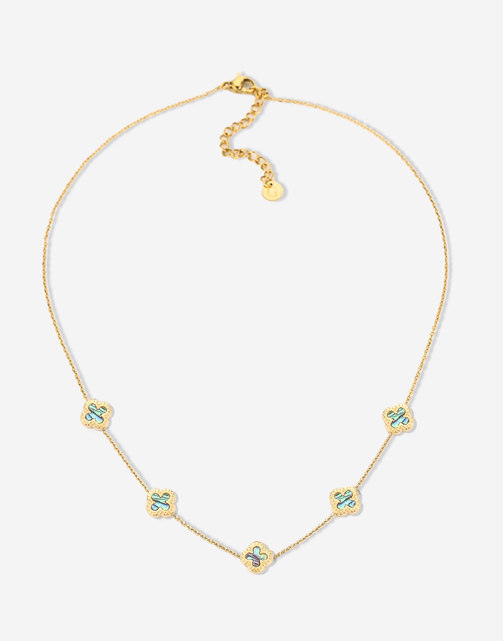 Ketting klavers parelmoer zwart