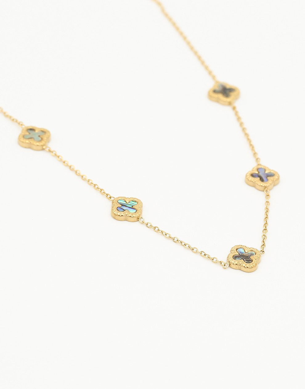 Ketting klavers parelmoer zwart