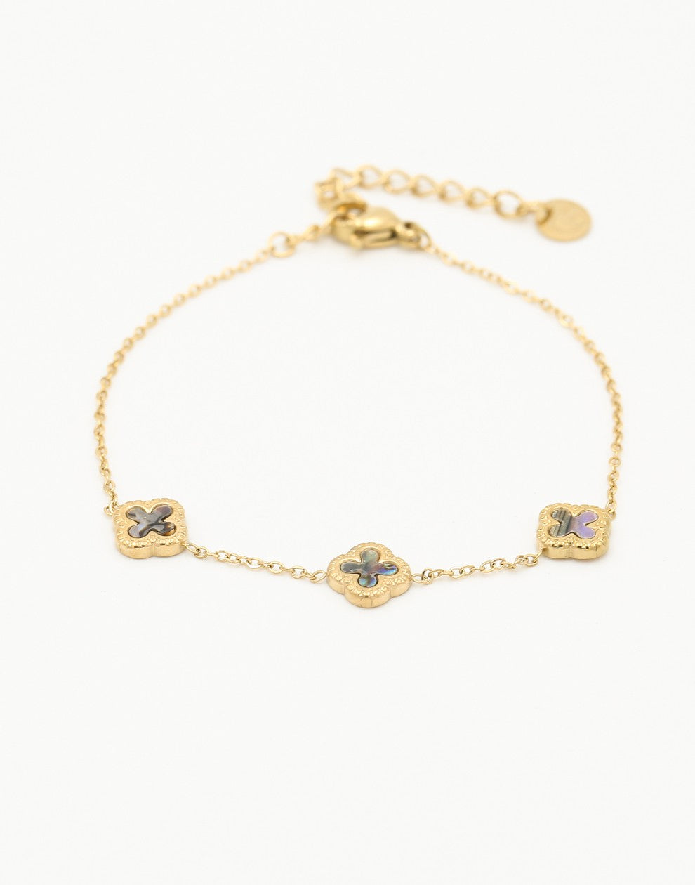 armband klavers parelmoer zwart